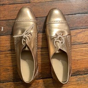 Cole Haan pink metallic oxfords